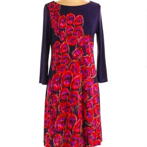 Eliza J Purple Peacock print Dress